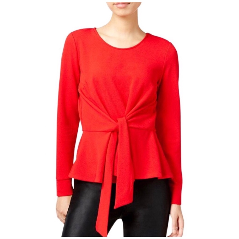 BAR III TIE FRONT PEPLUM TOP